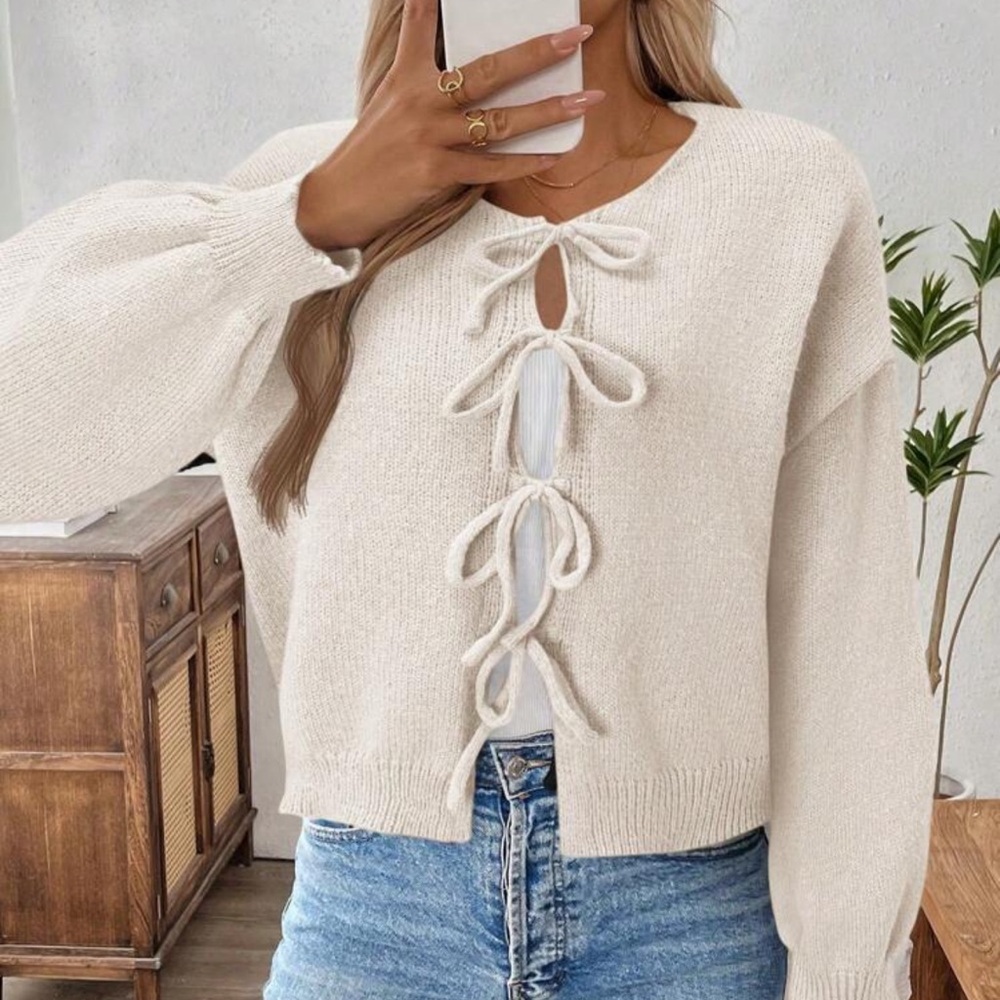 EMERY ROSE Women's Simple Solid Color Casual Open Front Long Sleeve Cardigan,
